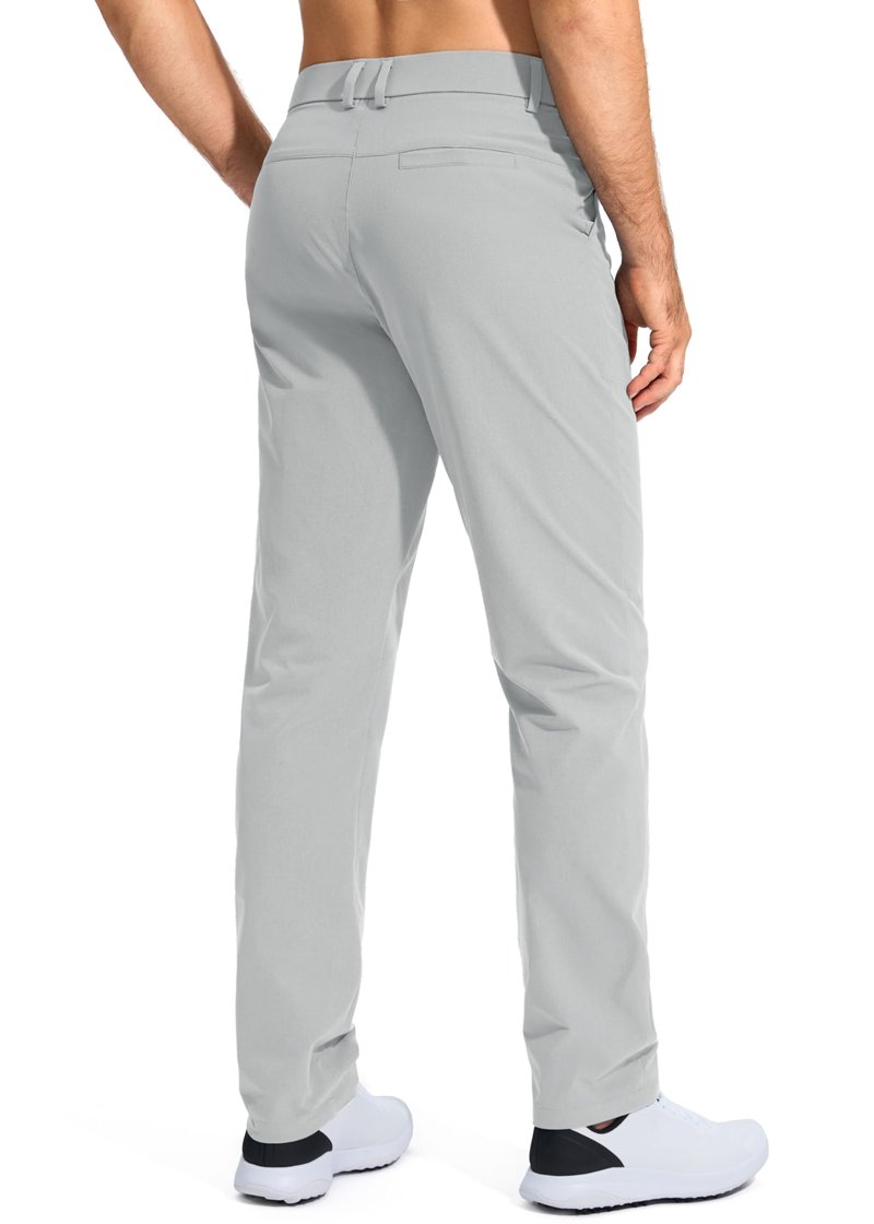 Pudolla Men's Golf Pants Work Dress Comfy Pants Casual Slacks Trousers with Pockets(Bright Gray 28Wx32L)