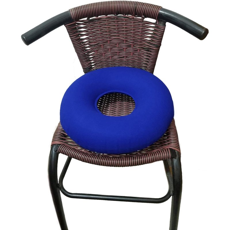 Shineyid 2 Pack Donut Pillow, Inflatable Donut Cushion for Tailbone Pain,Hemorrhoid Seat Cushion, Round Wheelchairs Seat Cushion for Home, Car or Office Chair (15" Dark Blue & Light Blue)