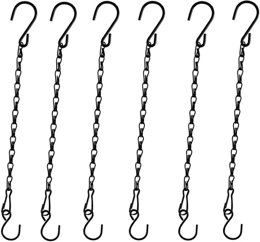 Skiennix Hanging Chain for Plants - 11 Inch Black Chain with Hooks for Baskets & Bird Feeders | 6PCS