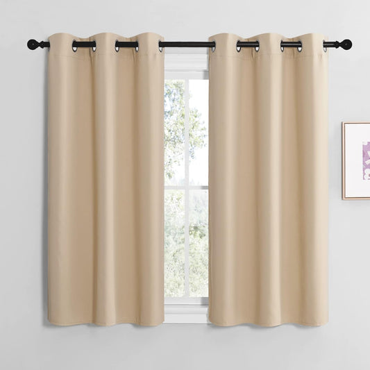 NICETOWN Room Darkening Curtains - Thermal Insulated Grommet Draperies for Bedroom | Biscotti Beige, 2 Panels (W42 x L48)