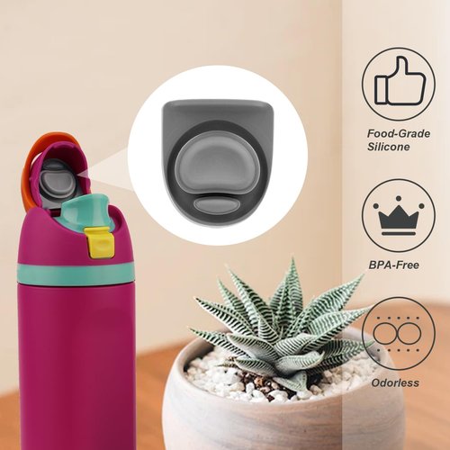 3pcs Replacement Stopper Compatible with Owala FreeSip 24oz 32oz, BPA-Free Silicone Water Bottle Lid Gaskets Replacement for 19/24/32/40oz Bottle Mouth Cap Stopper Seal Parts Accessories (Grey)