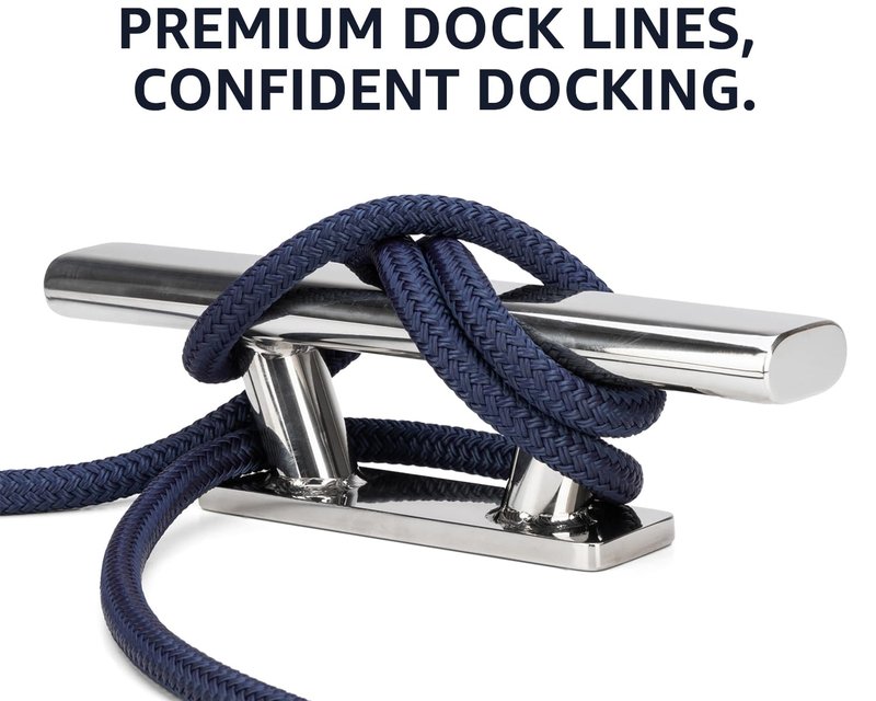 PACTHSD Double Braid 5/8" x 15' Boat Dock Lines (2-Pack) – Nylon Boat Ropes for Docking with 15" Spliced Eye – Heavy Duty Marine Rope – Soft & Durable Boat Lines for Pontoon and Light Boat (Navy Blue)