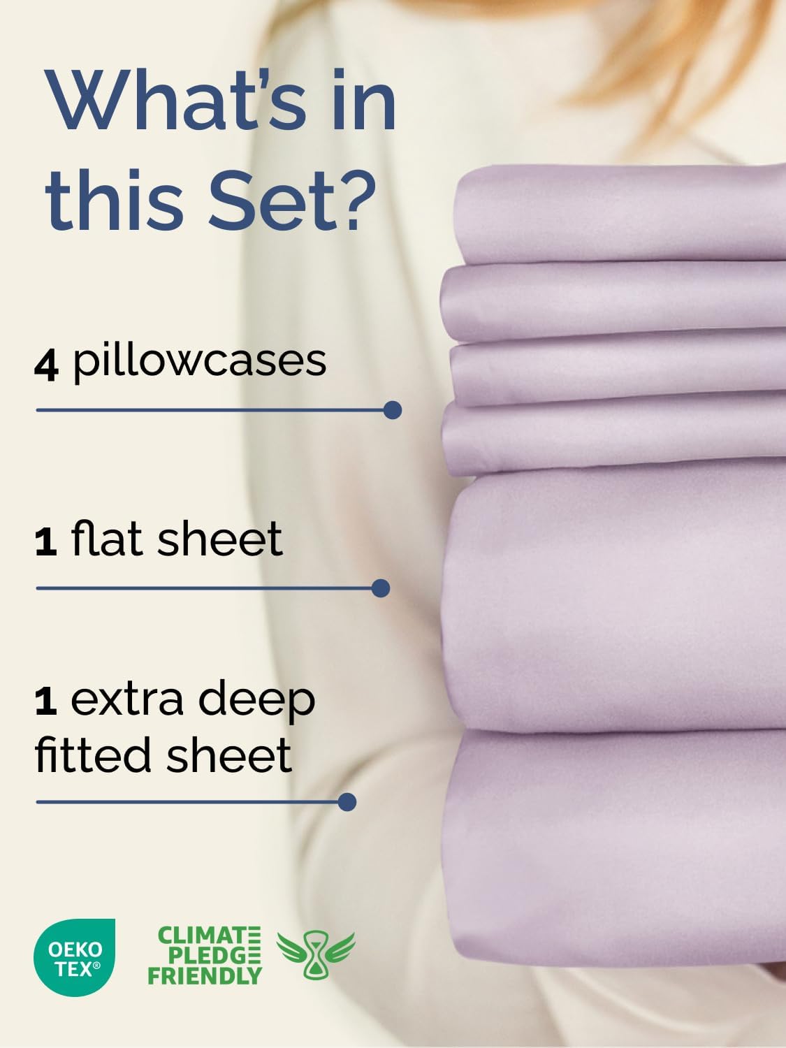 Skiennix Extra Deep Cal King Sheet Set - 6 Piece Breathable Cooling Bedding - Soft Wrinkle-Free Light Lavender