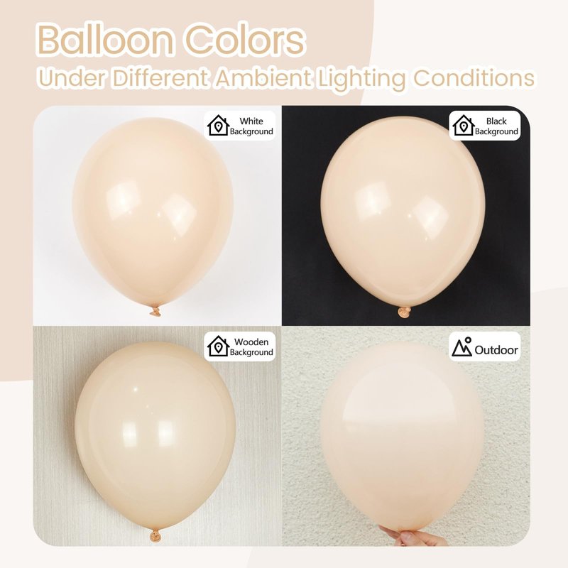 Nude Balloons 12 inch, Beige Latex Balloons 50pcs Party Balloons for Netural Baby Shower Gender Reveal Birthday Party Decorations