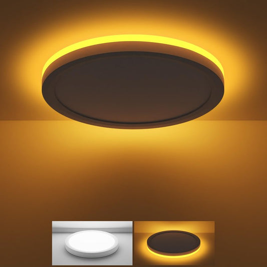 Fairdeer 7 Inch LED Ceiling Light with Night Light, 15W 1500LM 3000K Warm to 6500K Cold Light Selectable, Small Round White Flush Mount Light Fixture for Bedroom Bathroom Kitchen (No Dimmable)