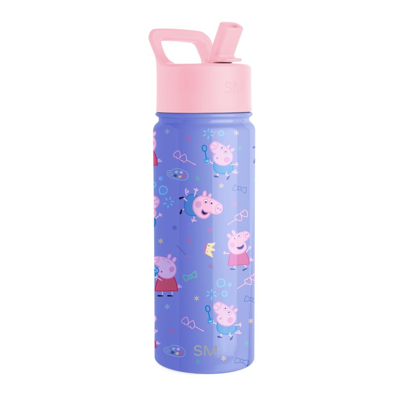Simple Modern Kids Summit Water Bottle with Straw Lid | Peppa Pig 18oz Stainless Steel Cup Insulated Tumbler for Toddlers, School | Peppa Pig Bubbles