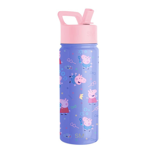 Simple Modern Kids Summit Water Bottle with Straw Lid | Peppa Pig 18oz Stainless Steel Cup Insulated Tumbler for Toddlers, School | Peppa Pig Bubbles