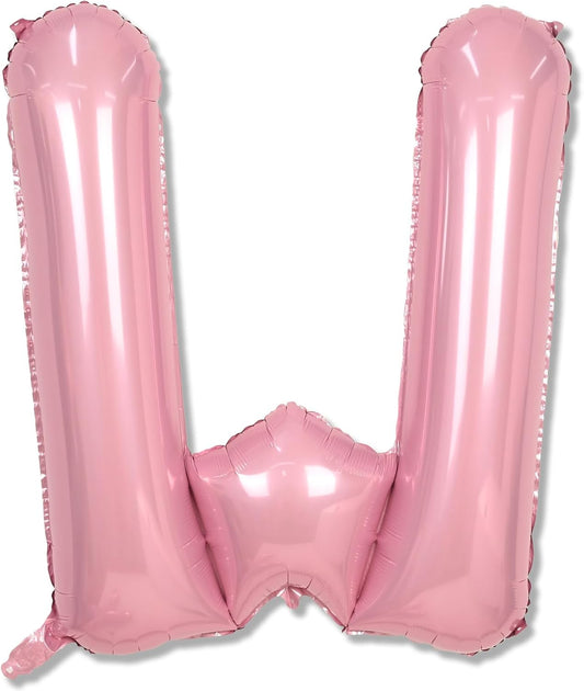 Skiennix 40-Inch Giant Pastel Pink Mylar Balloon - Self-Inflating Letter W for Birthday & Baby Shower Decor