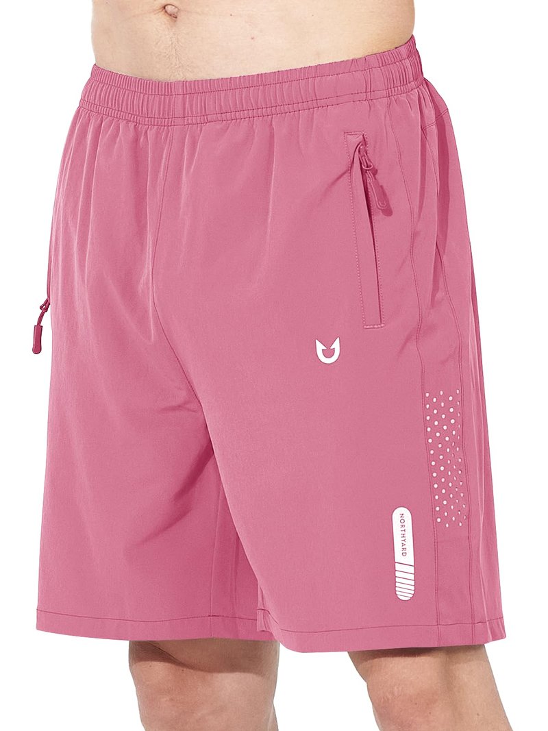 NORTHYARD Men's Athletic Running Shorts Gym Workout 7"/9"/5" Quick Dry Lightweight Sports Basketball Tennis 3 Zipper Pockets POWDERPINK XL