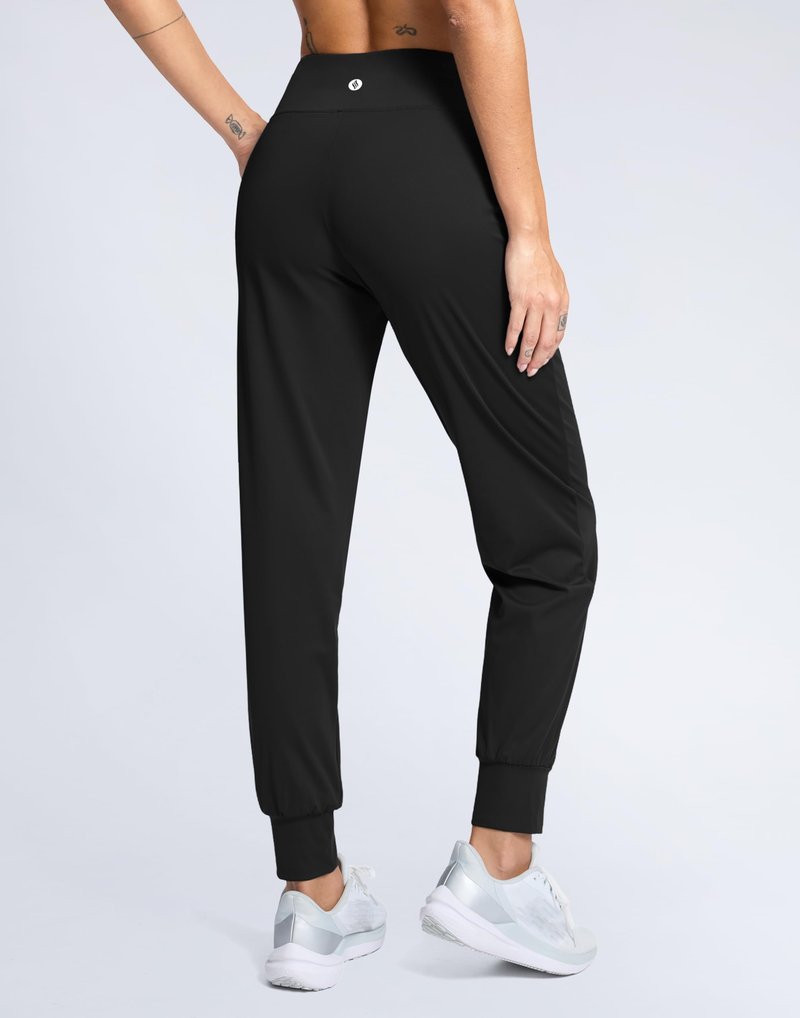SANTINY Women's Joggers Pants with Pockets Lightweight High Waisted Athletic Gym Workout Pants for Women Yoga Travel (Black_M)