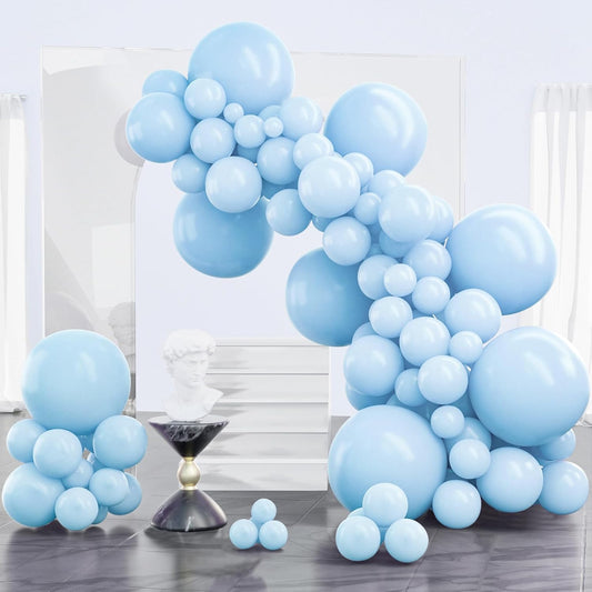 PartyWoo Baby Blue Balloons - 100pcs in 5-18 Inch Sizes | Perfect for Graduation & Baby Showers