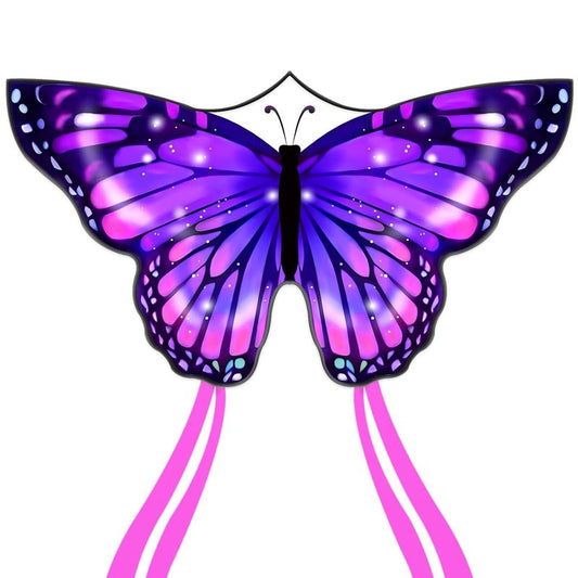 Flying Hoofer Large Butterfly Kite for Adults and Kids Ages 4-8 & 8-12 Easy to Fly, 55''X28'' Single Line Kite for Outdoor, Park or Beach.(Purple)