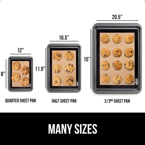 GORILLA GRIP Silicone Baking Mats - Reusable Nonstick Oven Safe Cookie Sheet Liners, 16.5x11.87, 2PK, Black