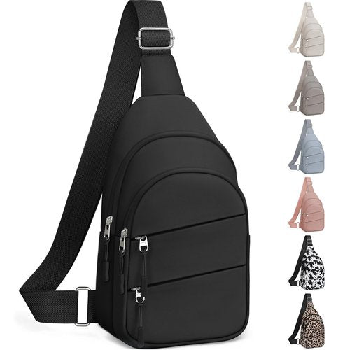 Crossbody Bags for Women, Sling Bag for Men, Small Hiking Backpack Anti Theft Lightweight for Outdoors Travel (M, Black)