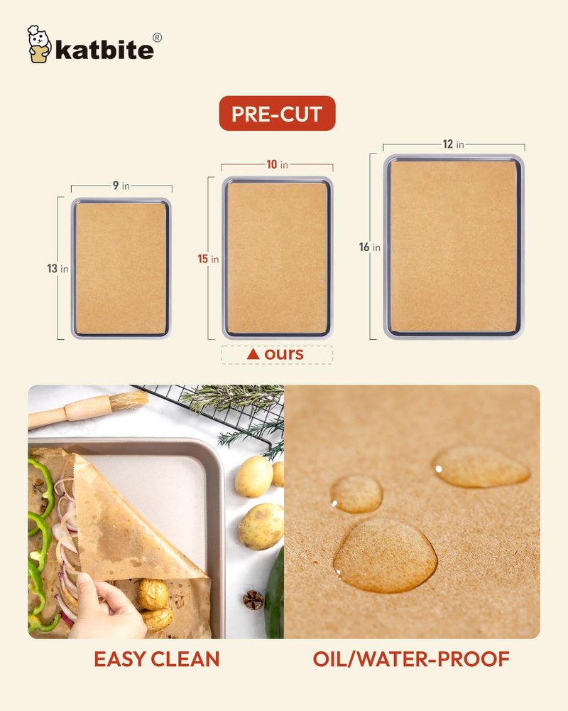 katbite 135Pcs 45 gsm Pop-Up Parchment Paper Sheets, Heavy Duty & Non-stick,10x15 In Pre-cut Unbleached Parchment Paper for Baking, Pop-Up Paper Dispenser for Cooking Wrapping Space-saving