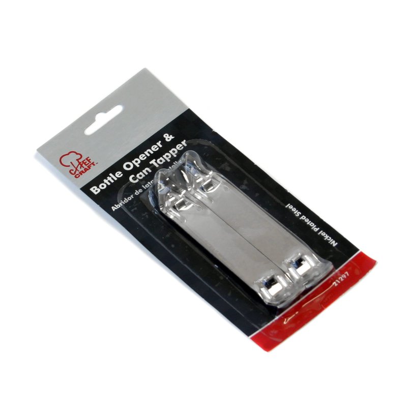 Chef Craft Select Durable Plated Iron Bottle Opener, 4.5 inches in length 2 piece set, Gray