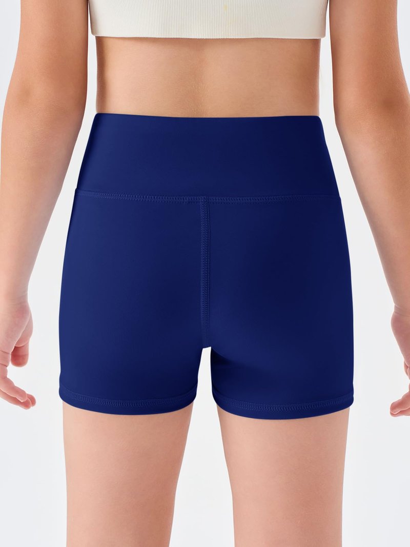 Haloumoning Girls Athletic Shorts Kids High Waisted Yoga Dance Biker Shorts Comfy Gymnastics Shorts 5-14Y Navy