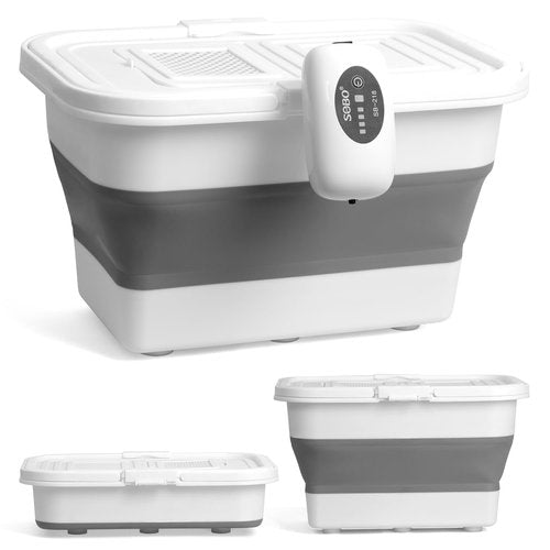 VEYWANE Live Bait or Fish Bucket with Aerator, 14 Quarts Multi-Function Collapsible Fishing Container Box with Rechargeable Air Pump