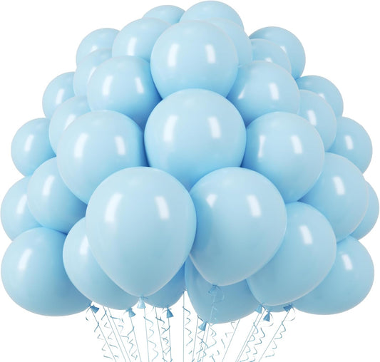 Voircoloria 110pcs Light Blue Balloons - 12 Inch Baby Blue Latex for Birthday, Baby Shower & Wedding Decor