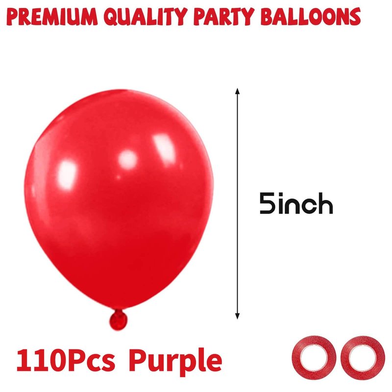 Red Balloons 110Pcs 5 Inch Small Latex Party Balloons, Mini Thick Birthday Balloons for Wedding Baby Shower Decorations.