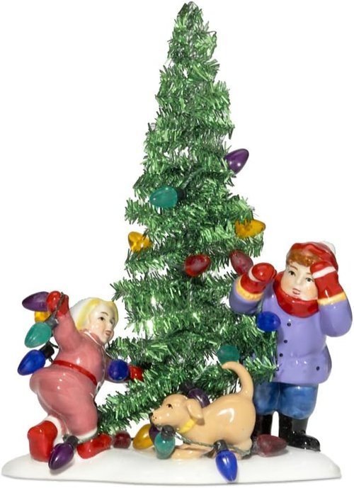 Department 56 Tinsel Tree - Festive Snow Village Decoration for Holiday Cheer