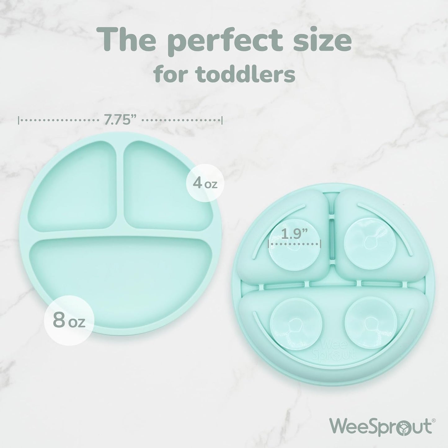 WeeSprout Suction Plates - 100% Silicone Dinnerware for Babies & Toddlers | Divided Design, 3 Pack