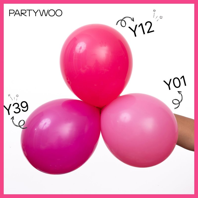 PartyWoo Hot Pink Balloons 50 pcs 5 Inch Small Mini Dark Pink Magenta Fuchsia Latex Balloons for Wedding Baby Shower Gender Reveal Valentine's Day Bachelorette Birthday Party Decorations Pink-Y12