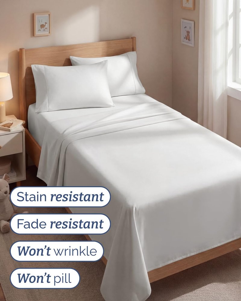 Twin 4 Piece Sheet Set - Comfy Breathable & Cooling - Ultra Soft Hotel Luxury Bedding Set w/ 8-16 Inch Deep Pockets - 1 Flat & 1 Fitted Sheet & 2 Pillowcases - Wrinkle Free & Easy Care - Antique White