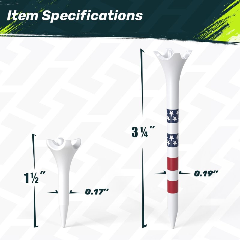 SAPLIZE Professional Plastic Golf Tees, 100/50 Pack (1-1/2'' & 3-1/4''), Engineered to Reduce Friction & Side Spin, Unique Golf Gifts for Golfers