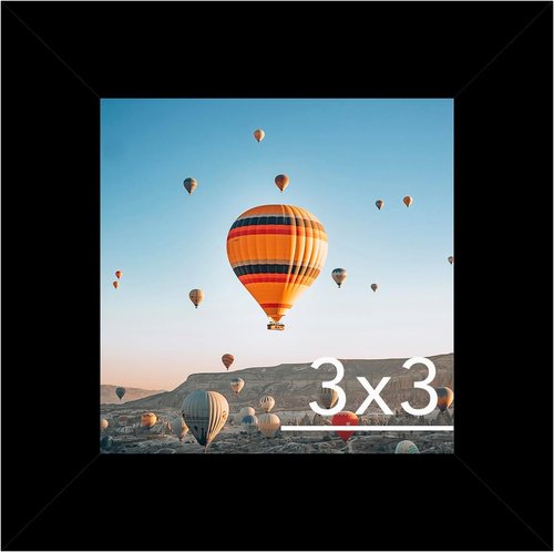 JCJMY 3x3 Black Picture Frame - Sturdy Tabletop Design with Shatter-Resistant Plexiglass
