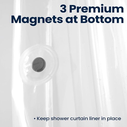 Downluxe Shower Curtain Liner - Waterproof PEVA Plastic with 3 Magnets | 72" x 72" Clear Design
