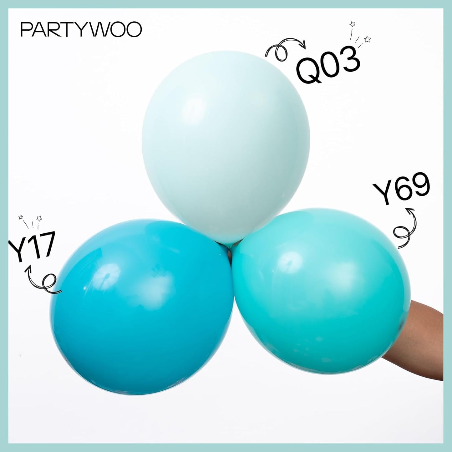 PartyWoo Teal Balloon Arch Kit - 127-Piece Set with 36, 18, 12, 10, and 5 Inch Balloons for Baby Showers, Gender Reveals, Weddings, and Birthdays