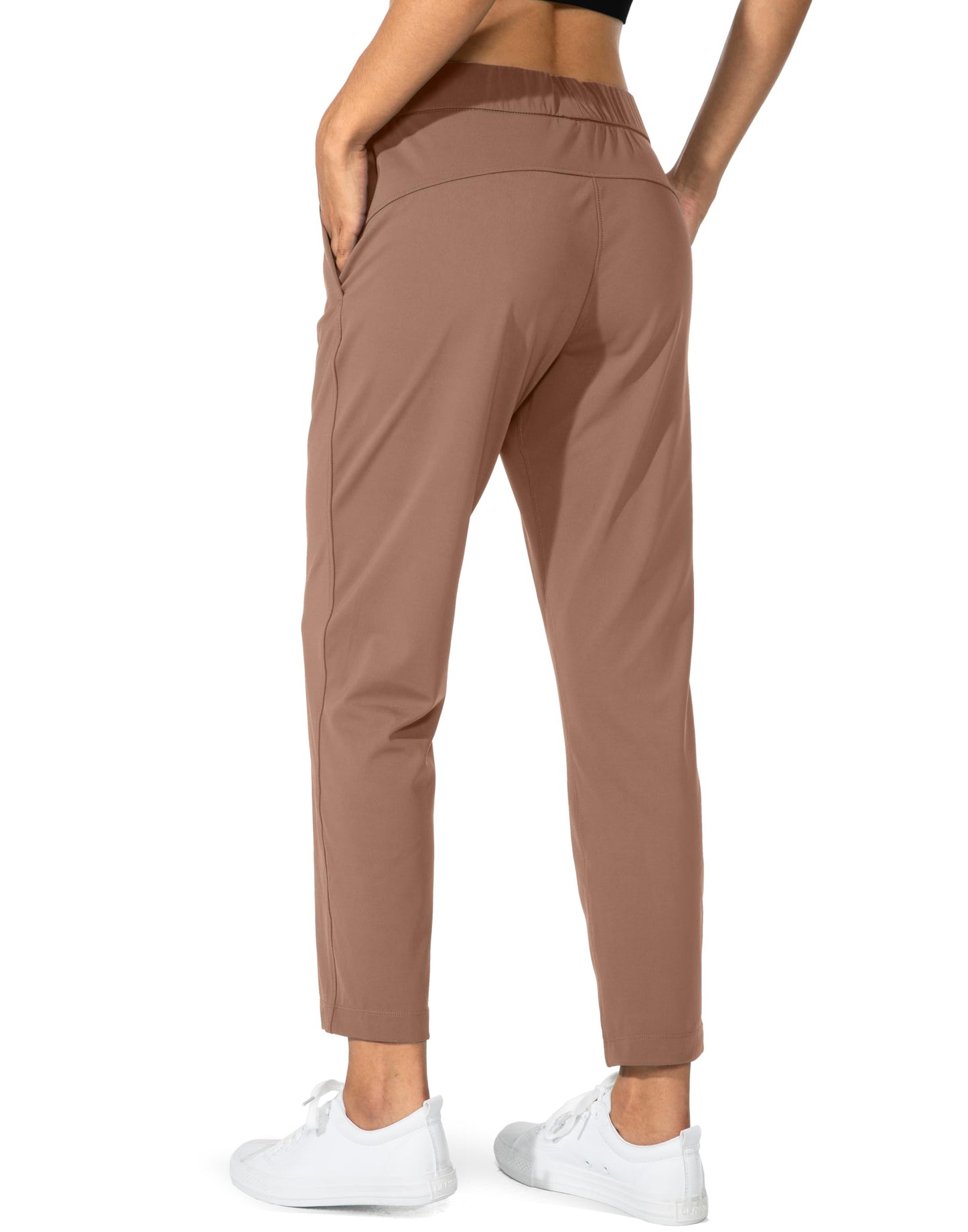 G Gradual Women's Pants with Deep Pockets 7/8 Stretch Sweatpants for Women Athletic, Golf, Lounge, Work (Mocha, Large)