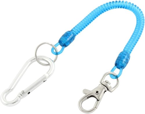 Carabiner Hook Coil Lanyard Key Chain with Lobster Clasp - Durable & Secure
