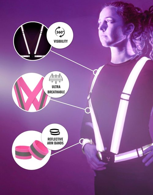Hi-Vis Reflective Running Vest - Fully Adjustable Multi-Purpose Gear for Night Safety