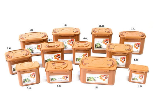 e-jen Premium Kimchi, Sauerkraut Container Probiotic Fermentation with Inner Vacuum Lid (Earthenware Brown, 0.9 gal/ 3.4L)