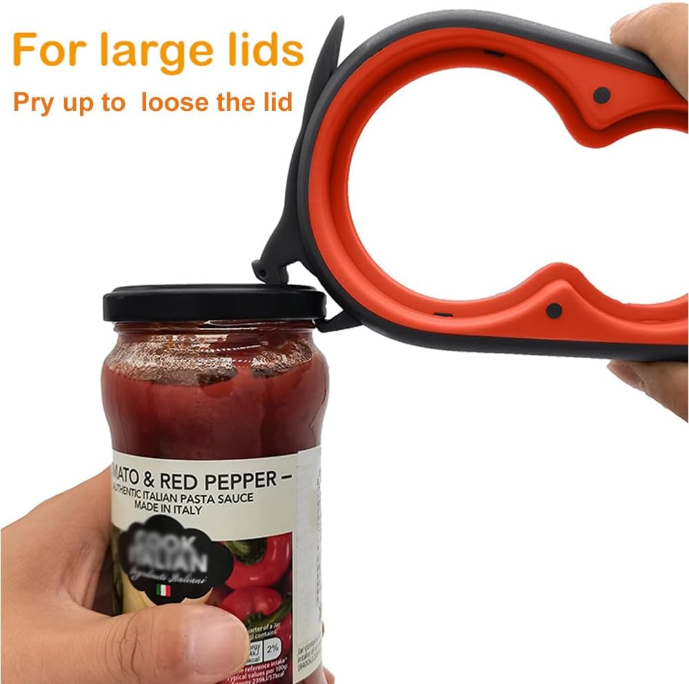 Skiennix 5-in-1 Jar Opener - Ergonomic Design with Rubber Grip for Seniors | Ideal for Weak Hands