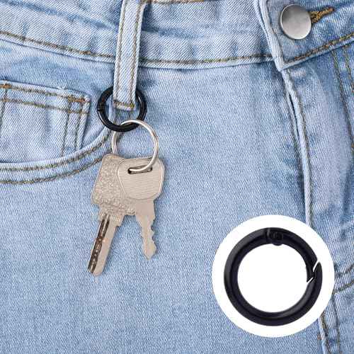 51Pcs 25mm Round Spring O Rings, Colorful Metal Carabiner Snap Buckle Clip Trigger DIY Accessories for Purse Keyrings Keychain Handbag Lanyard