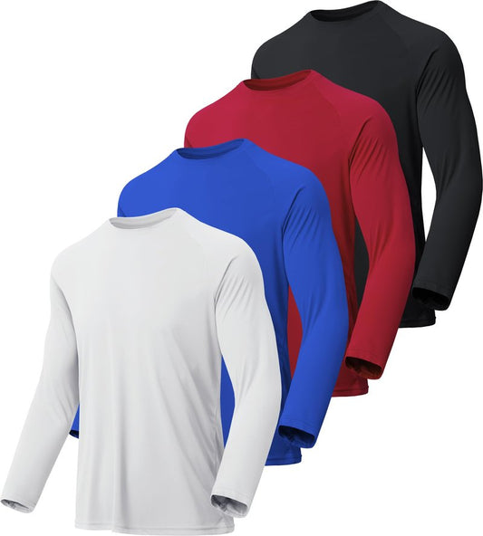 MLYENX 4 Pack Long Sleeve Shirts for Men UPF 50+ UV Sun Protection Quick Dry Moisture Wicking Workout Tee Shirts 3XL