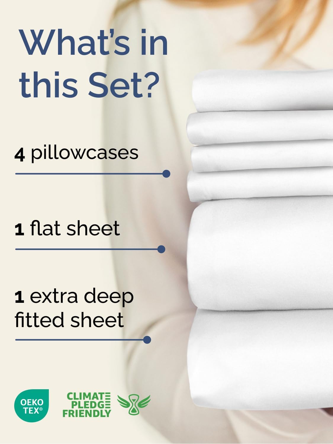 Skiennix Extra Deep King Sheet Set | 6-Piece Breathable Cooling Bedding - Soft, Wrinkle-Free White