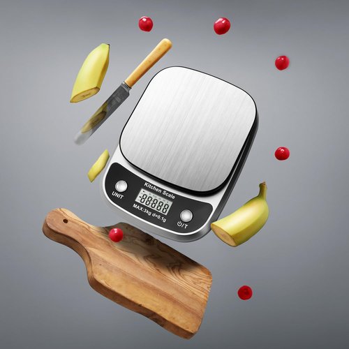GRAM PRES Food Kitchen Scale Digital Weight Grams and Oz，Professional Small Digital Kitchen Food Scales 3kg/0.1g for Weight Loss