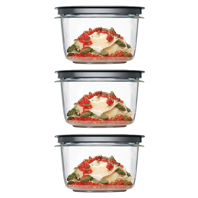 Utensilux Rubber Maid Premier, 7 Cup Premier Flex & Seal Food Storage Set, 3 Tritan Containers, 3 Grey Flex and Seal Lids, 6 Piece Bundle Set Bundle