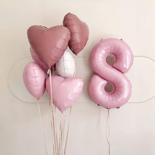 Pastel Pink 8 Balloons, 40" Giant Helium Foil Number 0-9 Light Pink Birthday Balloon for Girls, Self Inflating Digit 8 Balloons for Women Anniversary Graduation Princess Party Decorations Supplies