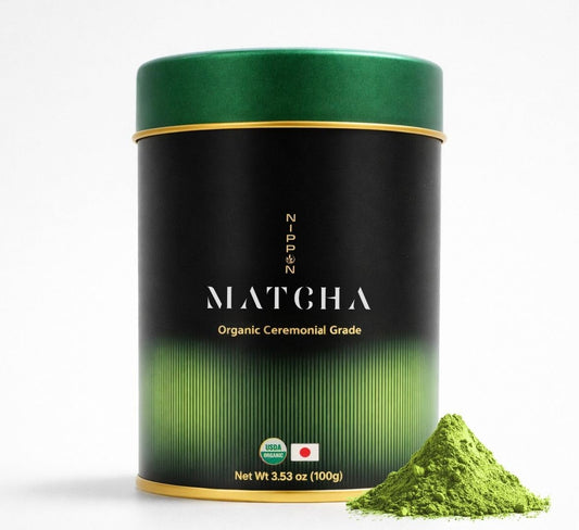 Nippon Matcha | Organic Premium Ceremonial Grade Japanese Matcha Green Tea Powder - First Harvest from Uji, Kyoto - USDA Certified, Smooth & Vibrant (100g/3.53oz)