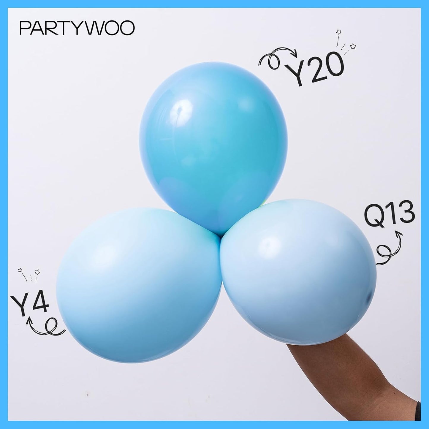 PartyWoo Baby Blue Balloons - 50pcs 5 Inch Mini Pastel Sky Aqua Balloons for Celebrations
