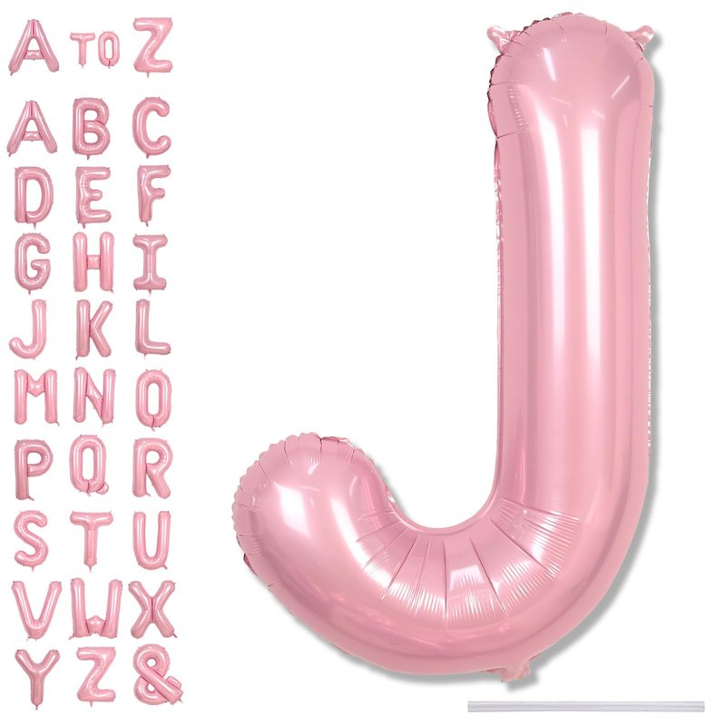 Pastel Pink Balloon Letter J, Large Mylar Alphabet J Custom Balloon Letter Pearl Pink Decor, 40 Inch Inflatable Light Pink Letter J Foil Customize Balloons for Girls Birthday Party Decoration Supplies