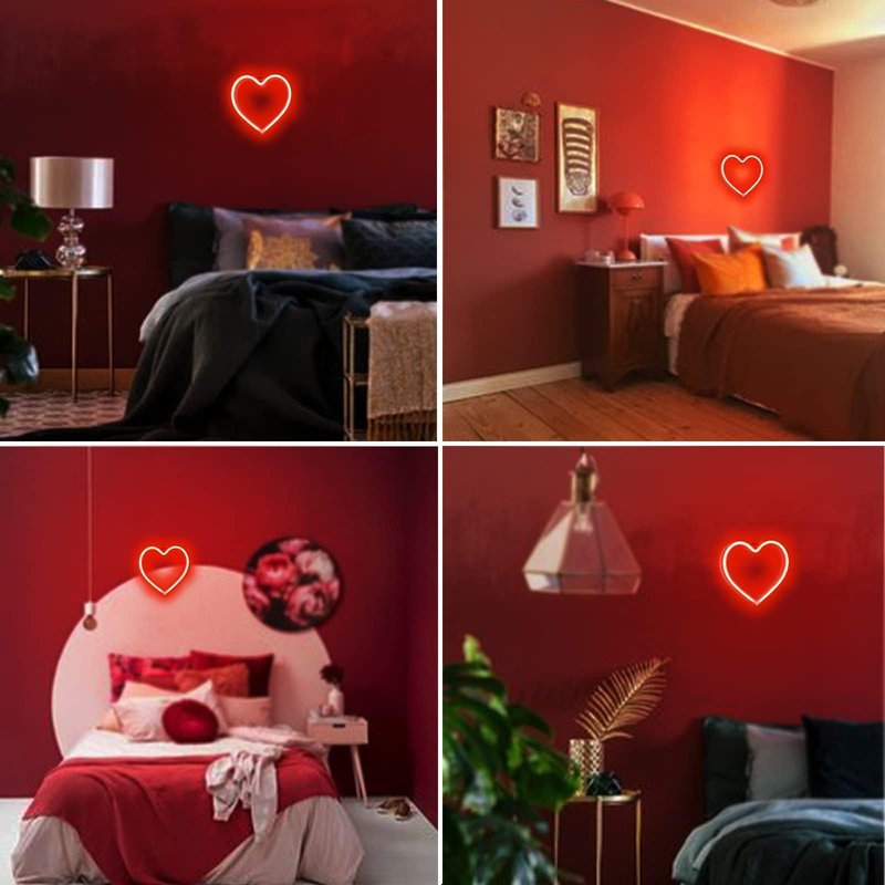 Red Heart Neon Sign, Battery Operated or USB Powered Neon Heart Lights for Valentines Day Decoration, Valentines Gifts for Wife Wedding Proposal Anniversary Mother's Day Girls’ Room Table Wall Decor