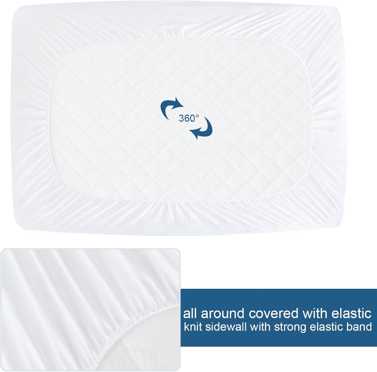 Skiennix Queen Mattress Protector - Waterproof & Absorbent Terry Cover | Fitted for 18'' Mattresses