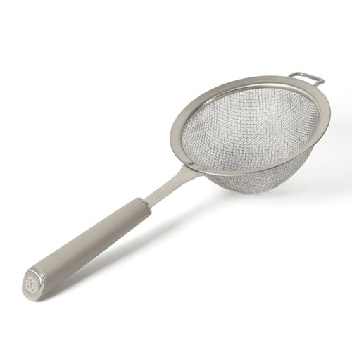 Calphalon Edge Stainless Steel Strainer w/Thermoplastic Rubber Handle - Taupe