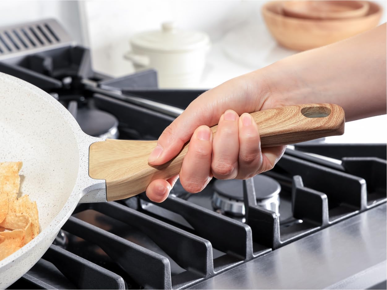 SENSARTE Nonstick Ceramic Frying Pan - 8-Inch Healthy Omelet Skillet | Induction Compatible, PFAS-Free, White